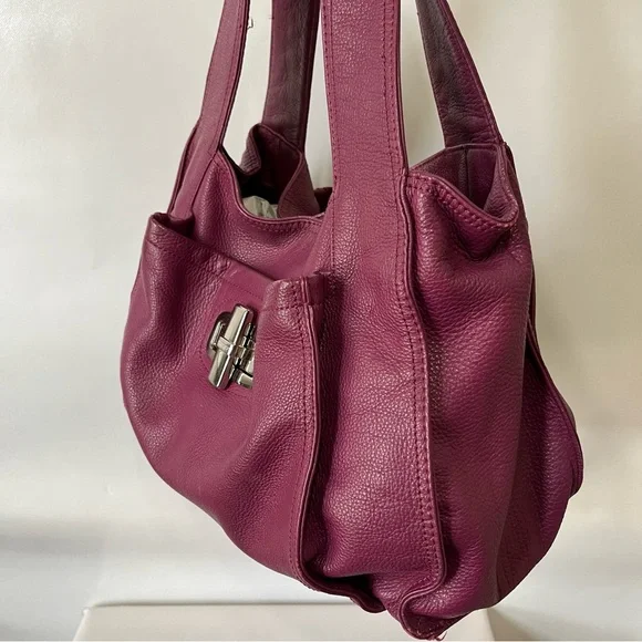 B. Makowsky Purple Leather Hobo Shoulder Bag - Picture 4 of 13